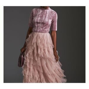 Anthropologie Pilcro Velveteen Mock Neck Top pink size XSP NWT